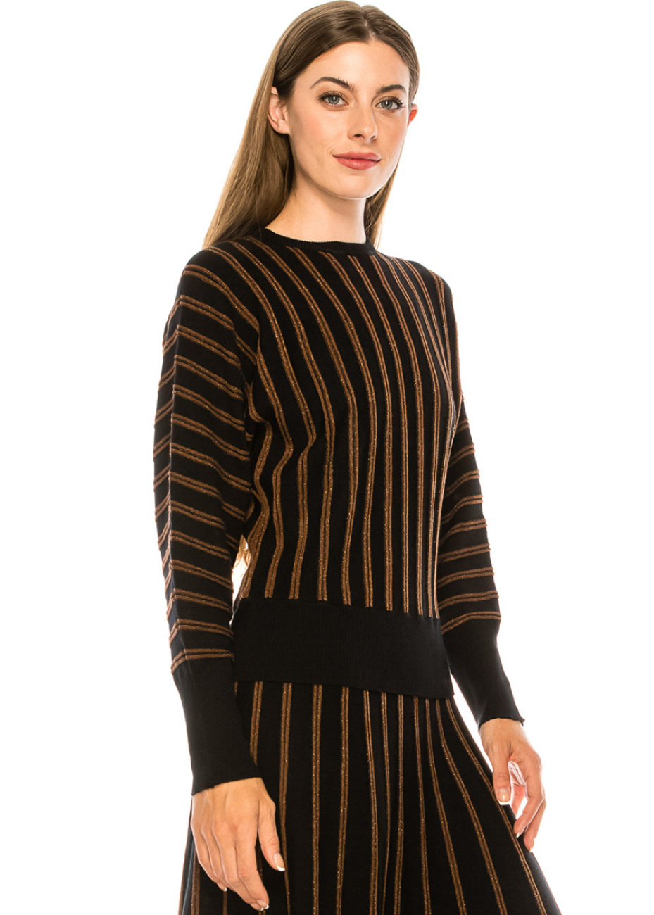 Sucker For You Striped Sweater - Black